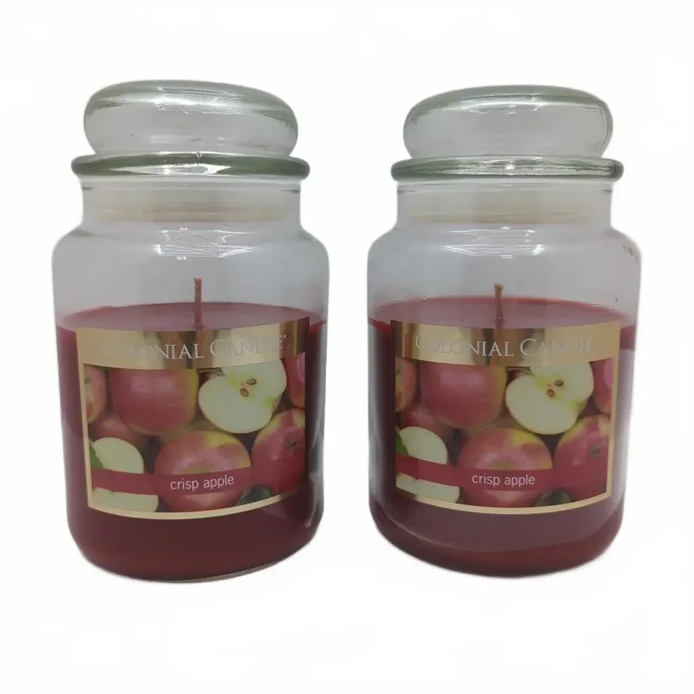 Colonial Candle Crisp Apple Large Jar Candle 18oz 2‎ Pack Fresh Apple Scent